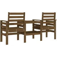 VidaXL Gartenbank mit Tisch 2-Sitzer Honigbraun Massivholz Kiefer