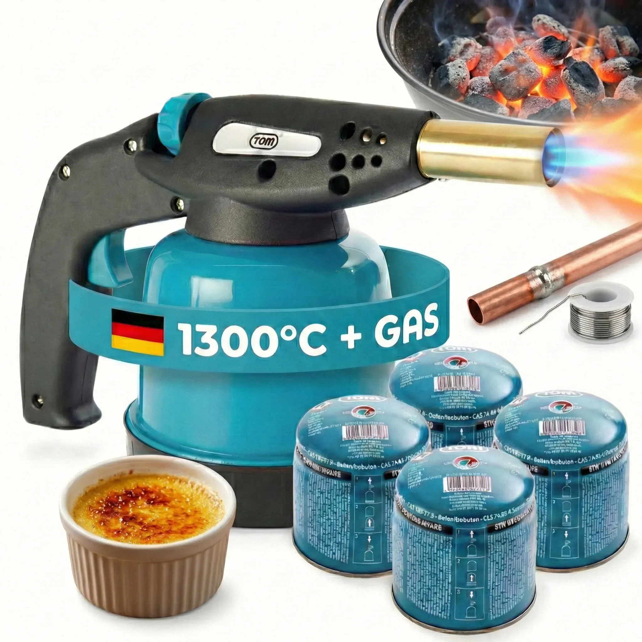 Lötbrenner GB-190 mit 4 Gaskartuschen