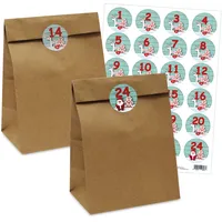 Adventskalender 25 Papiertüten Größe L mit 24 Zahlenaufklebern Rentier
