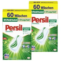 Persil Power Bars Universal Waschmittel 120 WL (2 x 60 Waschladungen), vordosiertes Vollwaschmittel mit biologisch abbaubarem Schutzfilm, für reine Wäsche & hygienische Frische für die Maschine