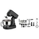 Medion Küchenmaschine mit Fleischwolf (800 Watt, leiser Gleichstrommotor, 4,6 Liter Edelstahlschüssel, Reiben Raspeln Schneiden, Energiesparend, ... - schwarz