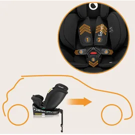 lionelo Navy i-Size 360 Kindersitz, 40-150 cm, Gruppe 0+1 2 3, vorwärts- und rückwärtsgerichtete Montage, ISOFIX und Stützfuß, Verstellbare Kopfstütze und Rückenlehne, Dri-Seat Einsatz