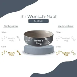 Futterschale Jasper grau ø 14 cm - Tiernamen und Motiv