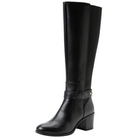 GEOX New ASHEEL Knee High Boot, Black, 39 EU