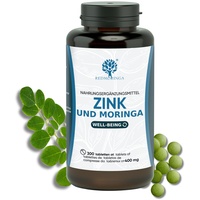 RedMoringa® Zink Tabletten 15 mg - 300 vegane Tabletten - Hochdosiertes Zink und Moringa für optimale Gesundheit, Zink Kapseln in Premium Qualität - für Energie und Immunität