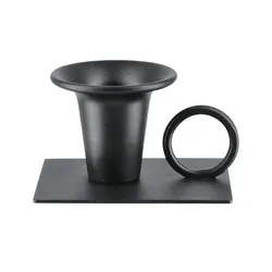 Kerzenhalter , schwarz , Metall , Maße (cm): B: 8 H: 4,5 T: 6