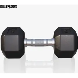 Gorilla Sports Hexagon Kurzhantel Gummi 10 kg schwarz