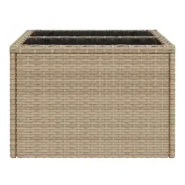 vidaXL Gartentisch mit Glasplatte Beige 55x55x37 cm Poly Rattan