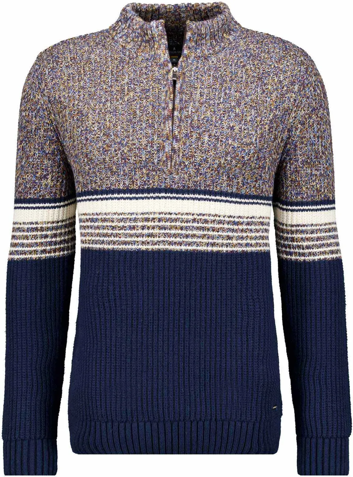 Stehkragenpullover RAGMAN, Herren, Gr. 52, bunt, 975, Strick, 100% Baumwolle, ohne Ausschnitt, Pullover Stehkragenpullover