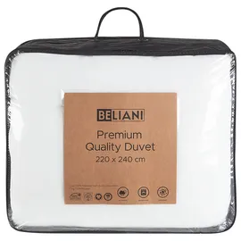Beliani Bettdecke Weiß Mikrofaser 220 x 240 cm Extra Warm Ganzjahresdecke Vier-jahreszeiten Steppdecke Steppbett Monochromatisch Paspel Schlafzimmer