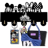 KingLive Micky Maus Disney Schlüsselbrett, Schlüsselbrett Schwarz, Schlüsselregal, Selbstklebend als Schlüsselboard Aufbewahrung, Wandorganizer, Hölzerner Disney-Wandbehang