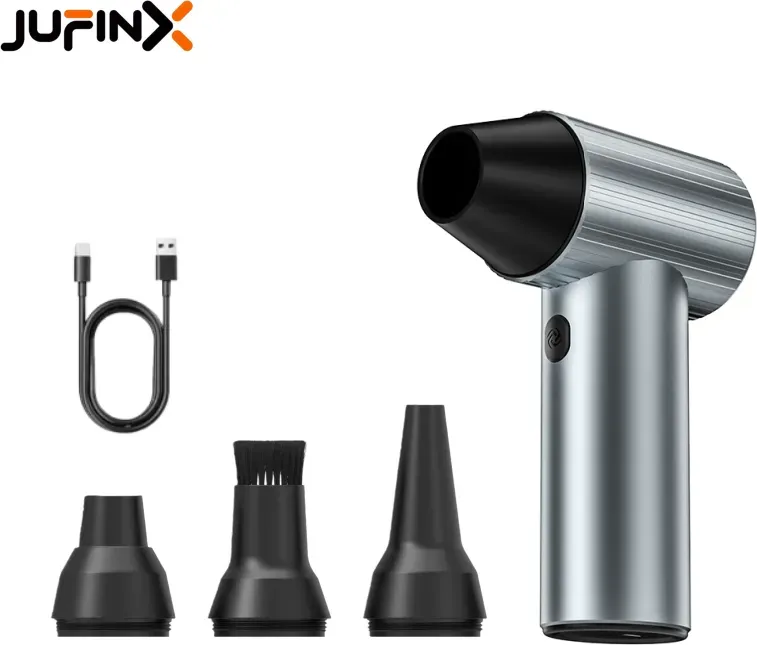 WOLFBOX Style JUFINX X7 Druckluftreiniger - Turbolüfter 90000 U/min | 20W Schnellladung, wiederaufladbarer Akku, 3 einstellbare Geschwindigkeiten, Hochdruck-Luftgebläse für Fahrzeugreinigung, kabelloser Luftbläser, Tastatur-Reinigungswerkzeug, ideal für Autoreinigung, Computer, Tastaturen, Außenbereich