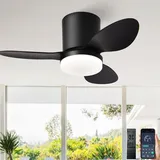 Geräuschloser Deckenventilator Mit Fernbedienung, Kleiner Deckenventilator Mit Integrierter Beleuchtung, Designer-deckenventilator Mit Beleuchtung Fürs Schlafzimmer, Reversibler Gleichstrommotor, 6 Ge