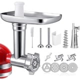 Fleischwolf Und Pürieraufsatz|Tomatensaftpresse Für KitchenAid,16Pcs metall Zubehör Fleischwolf Aufsatz Für KitchenAid,Fleischwolf Pürieraufsatz Wurst Stuffer Zubehör (Fleischwolf +Pürieraufsatz)