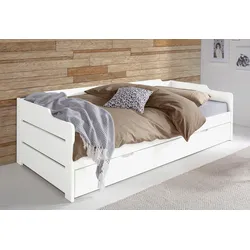Daybett HOME AFFAIRE ""REETE " BESTSELLER Funktionsbett, Kinderbett, inklusive Schubkasten", weiß (kiefer massiv, weiß lackiert), Liegefläche B/L: 90cm x 200cm, kein Härtegrad, Daybetten, FSC zertifiziertes Massivholz (Kiefer), klassischer Landhausstil, Topseller