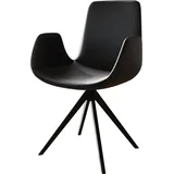 DELIFE Polsterstuhl Ilia-Flex mit Armlehnen Kreuzgestell kantig Schwarz Echt-Leder Schwarz