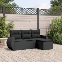 Gecheer 4-TLG. Gartenlounge Set Polyrattan, Balkonlounge, Terrassenmöbel, Loungemöbel Garten, Gartenmöbel Lounge Sofa, Gartensofa Wetterfest, Kissen, Polyrattan