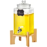Vevor Getränkespender, 5,5 L Getränkespender für Partys, Saftspender aus Glas mit Ständer, Zapfhahn aus Edelstahl, Eistee-Limonadensaft-Wasserspender, für Restaurants, Hotels, Partys