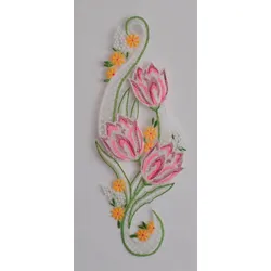 Fensterbild STICKEREIEN PLAUEN "Frühling" Gr. 1, bunt (gelb, grün, rosa), B:14cm H:33cm, Polyester, Fensterbilder