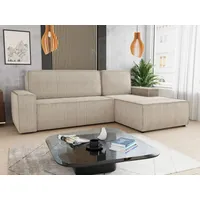 Ecksofa Totti L mit Schlaffunktion und Bettkasten - Cord Stoff - L-Form Couch, Polstersofa, Schlafsofa, Sofagarnitur (Beige (Poso 100) Seite: Rechts) - Beige