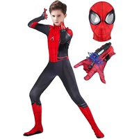 iksya Spider kostum Children Kinder Spider Costume - Kids Party Cosplay Superhero Suit + Launcher - Halloween Christmas Carnival Jumpsuit Set Gift Boys (Color : B, Size : S 110-120cm)