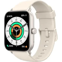 Damen Herren Mit SpO2 Schlafmonitor Schrittzähler Smartwatch (1,8 Zoll, Android iOS), mit Telefonfunktion, Alexa Voice IP68 Wasserdich - Weiß