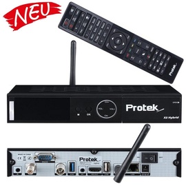 Protek X2 Combo 4K UHD 2160p H.265 HEVC E2 Linux 2.4 GHz WiFi, 1x DVB-S2 1x DVB-C/T2 Receiver Schwarz