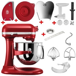 KitchenAid Küchenmaschine 5KSM7580XECA Set inkl. Spülmaschinenfesten Rührelmenten und 5 Zubehöre, 500 W rot