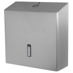 SanTRAL® Plus JRU 1 Toilettenpapierspender Jumborollen, Ø 330 mm, Papierspender ideal für eine hohe Versorgungssicherheit, Farbe: silber, E ST