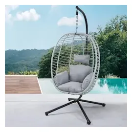 Svita Belly Hängesessel mit Gestell klappbar Hängestuhl Hängesitz Hängekorb Grau