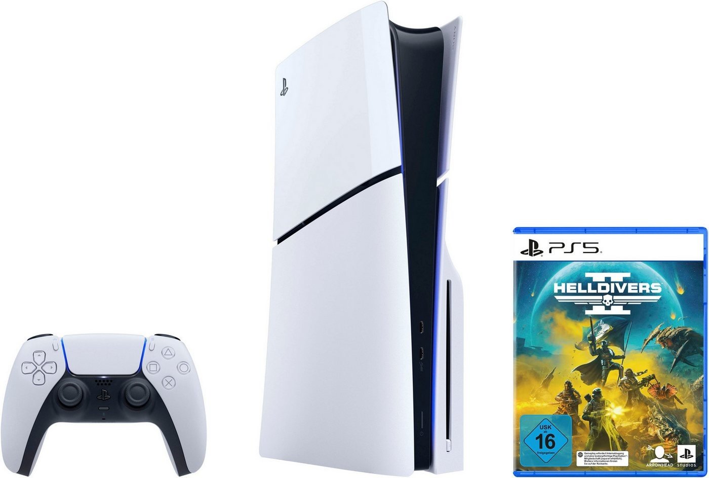 Preisvergleich Produktbild PlayStation 5 Disk Edition (Slim) + Helldivers 2 schwarz|weiß