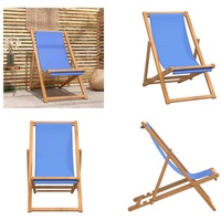 vidaXL Liegestuhl Teak 56×105×96 cm Blau - Strandstuhl - Strandstühle - Gartenstuhl - Gartenstühle