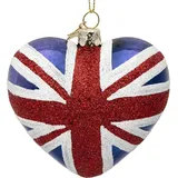 SIKORA UK Union Jack Herz besondere Weihnachtskugel Glas Christbaumschmuck Deko Figur Weihnachten Anhänger Ornament - Trend Line - BS526