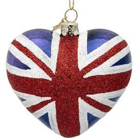 SIKORA UK Union Jack Herz besondere Weihnachtskugel Glas Christbaumschmuck Deko Figur Weihnachten Anhänger Ornament - Trend Line - BS526