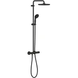 Grohe Vitalio Start 250 Duschsystem mit Thermostatbatterie (wassersparend, Wandmontage, perfektes Strahlbild, Antikalk- System matt schwarz,