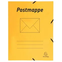 Exacompta Postmappe A4, gelb, mit Gummizug, mit 3 Klappen, Material: Colorspan