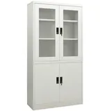 Festnight Aktenschrank Metall mit Doppeltüren,Verstellbare Ablagen, Büroschrank Abschließbar Metallschrank Werkzeugschrank Stahlschrank Hellgrau Aktenschrank Abschließbar 90 x 40 x 180 cm
