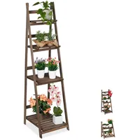 Relaxdays Blumentreppe 160 x 41 x 49 cm Dunkelbraun