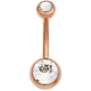 Bauchnabelpiercing JOBO, rosa (roségoldfarben), Piercings, Damen, Edelstahl, Edelstahl roségoldfarben mit Kristallsteinen