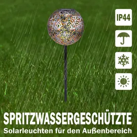 bmf-versand Solarleuchte Garten Außen Solarlampe 2er Set Kugel 19 cm Außenlampe Solar Silber - Silber/Schwarz