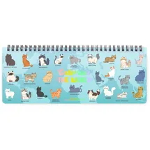 Legami - Schreibtischplaner 12 Monate, Kitty, Desk Planer Januar 2026-Dezember 2026, Tischkalender horizontal, Spiralbindung, eine Woche pro Seite, Adressbuch, 27,2 x 10,2 cm