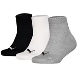 Puma Kinder Quarter Socken, 3er Pack - Plain Quarter 3P, Logos, einfarbig Schwarz/Weiß/Grau 27-30