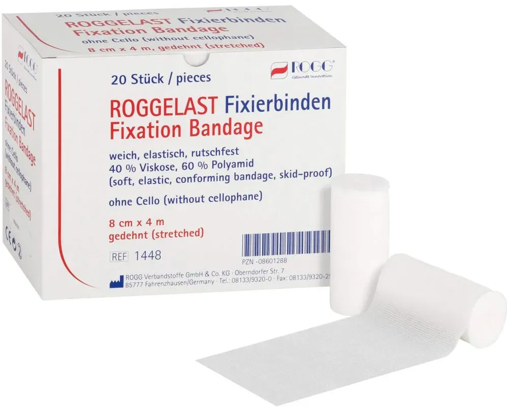 ROGGELAST Fixierbinden 4 cmx4 m o.Cellophan 20 St