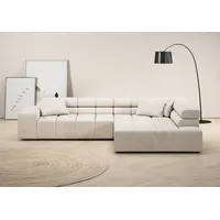 Ecksofa INOSIGN "Ancona incl. Kopfteilverstellung, Zierkissen Breite 319cm, L-Form" Sofas Gr. B/H/T: 319cm x 70cm x 215cm, Feincord, Recamiere rechts, ohne Sitztiefenverstellung, weiß wahlweise motorische Sitztiefenverstellung, auch in Cord + Easy Care Bestseller