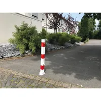 Schake Absperrpfosten Typ 470FUB, umlegbar + Dreikantverschluß, 70x70mm, weiß