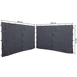 Quick Star Seitenwand für Pavillon 3x3 m 2 Stück 2,5 x 1,92 m Grau