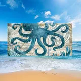 FANSU Strandtücher Microfaser Gross, Ozean Tier Drucken Strandtuch Mikrofaser Leicht Strandhandtuch Erwachsene & Kinder Sommer Badetuch für Reise Strand (150x180cm,Blauer Oktopus)