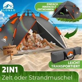 eloneo Wurfzelt 2-4 Personen Orange/Grau