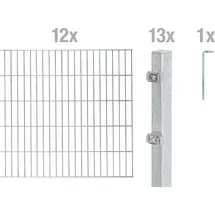 GAH Alberts Alberts Komplettset Doppelstabmattenzaun Feuerverzinkt, 2 m Matten, Höhe 200 cm, Länge 24 m