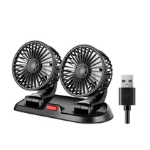 Sans marque Auto Ventilator 360° Drehung Doppellüfter Klein Ventilator, Kraftvoll Leise USB Mini Ventilator 2 Geschwindigkeit Camping Ventilator mit 5 Geschwindigkeitsstufen, Usb-aufladbar, Starker Luftstrom, 360°-drehung für Zuhause, Schlafzimmer
